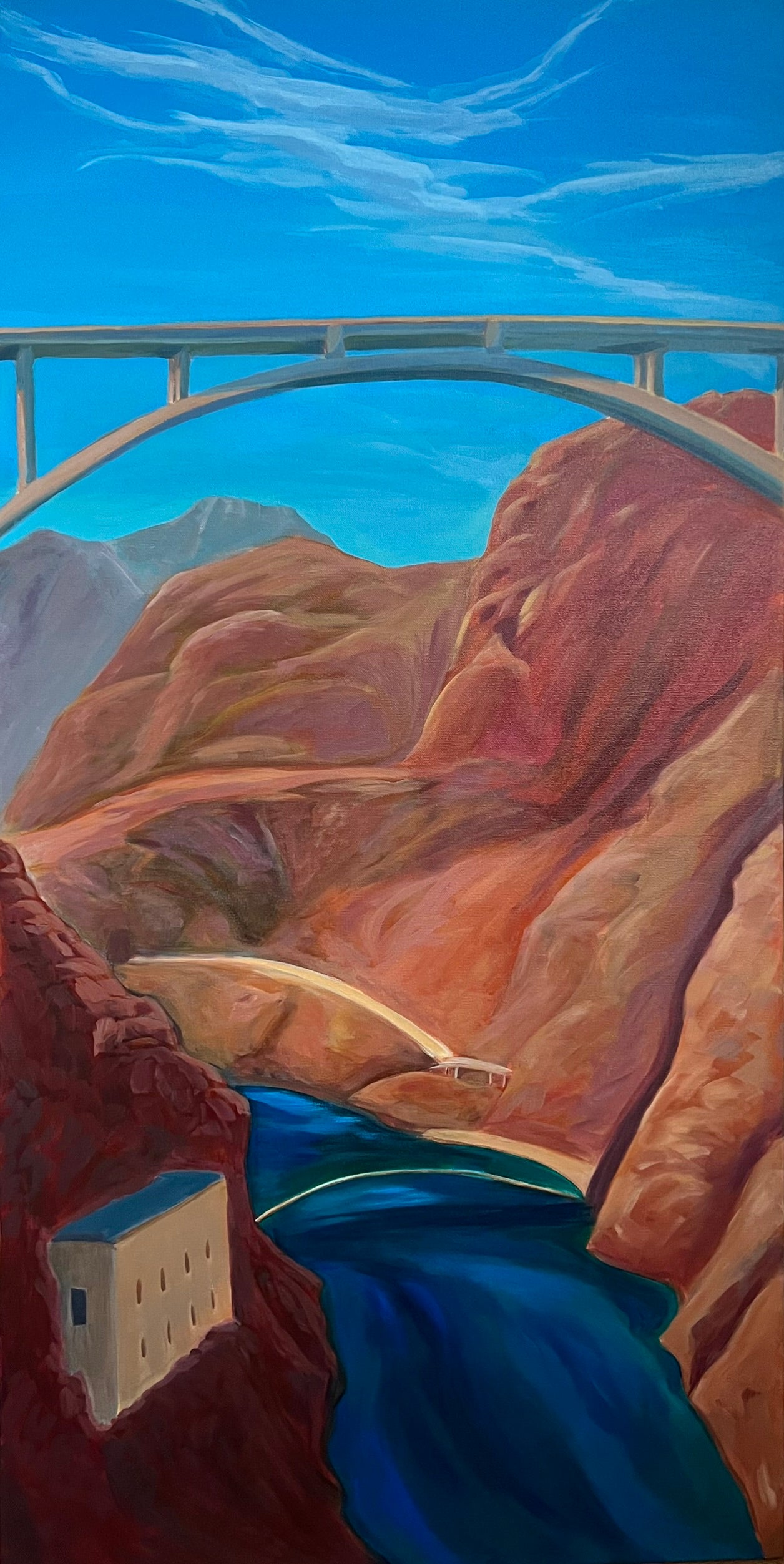 24x48 Original Acrylic Painting of Hoover Dam