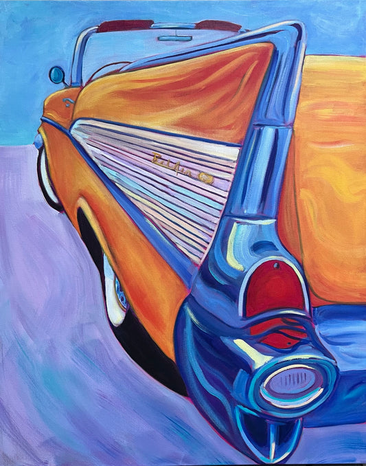 24x30 Original Acrylic Painting of a 1957 Chevrolet Bel Air