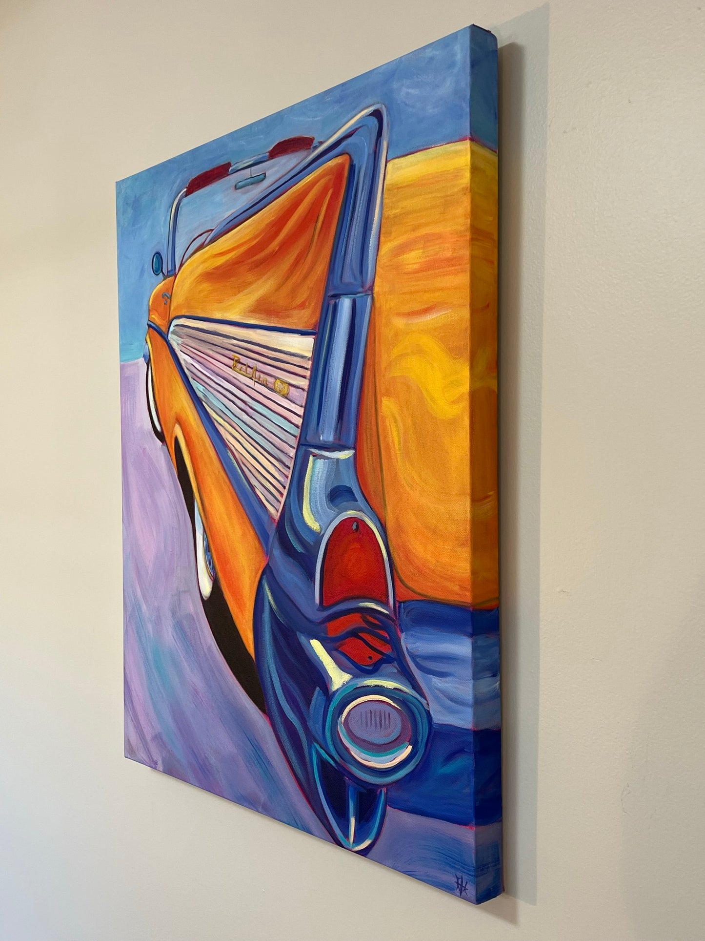 24x30 Original Acrylic Painting of a 1957 Chevrolet Bel Air