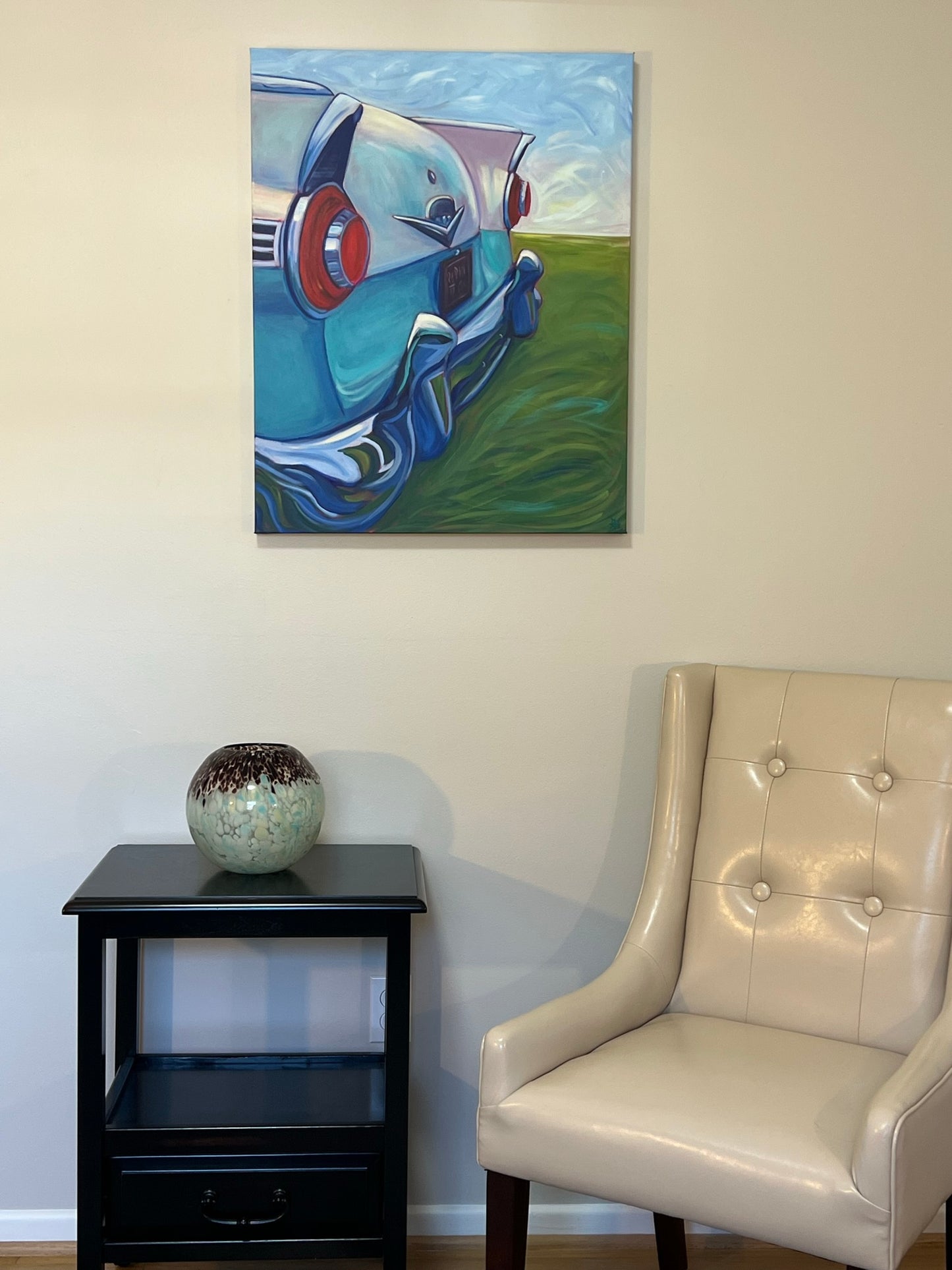 24x30 Original Acrylic Painting of a 1954 Ford Crown Vic